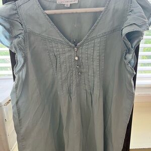 Light blue ruffle cap sleeve blouse